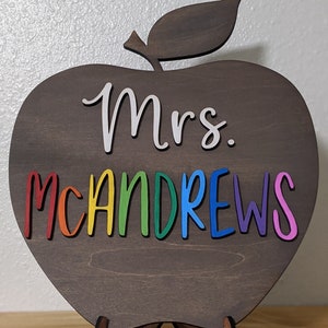 Teacher Appreciation Gift / First Day of School / Apple Personalized Teacher Name / Back to School / Custom classroom Decor / Teacher Gift