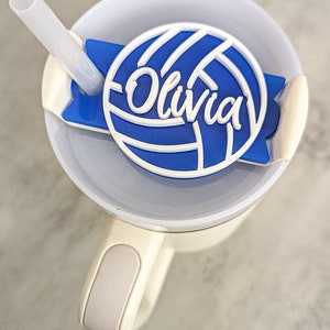 Volleyball Player Tumbler Topper Tags / Volleyball Mom Personalized Name Plates  / H2O and Original Versions / Cup Accessories