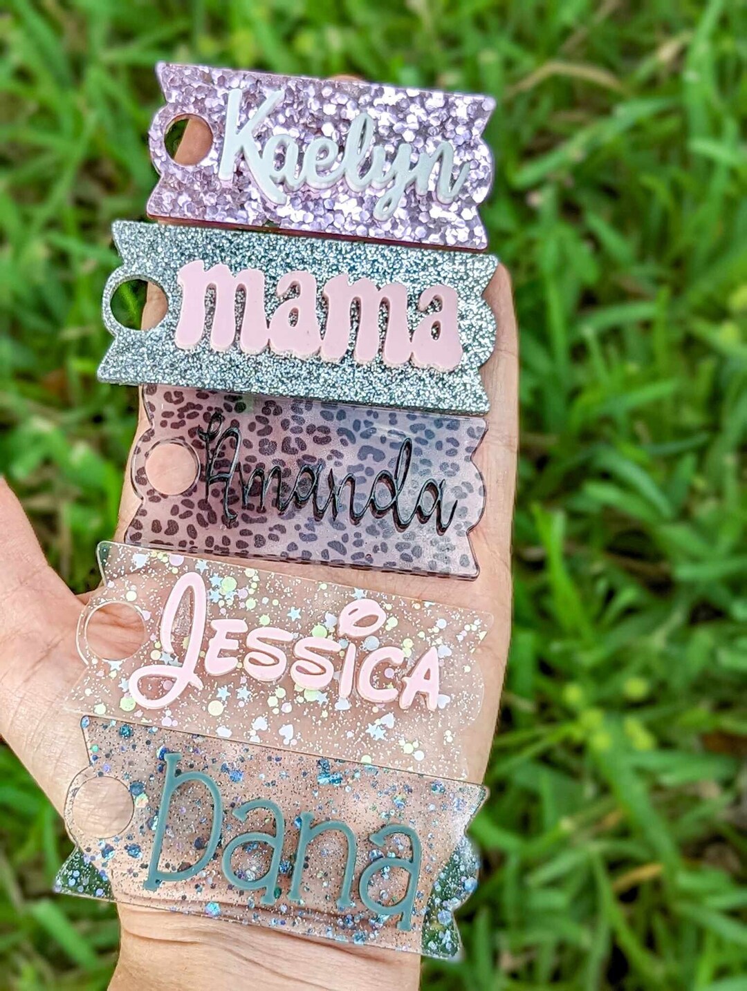 Tumbler Topper Tags / Personalized Name Plates / Acrylic Etsy