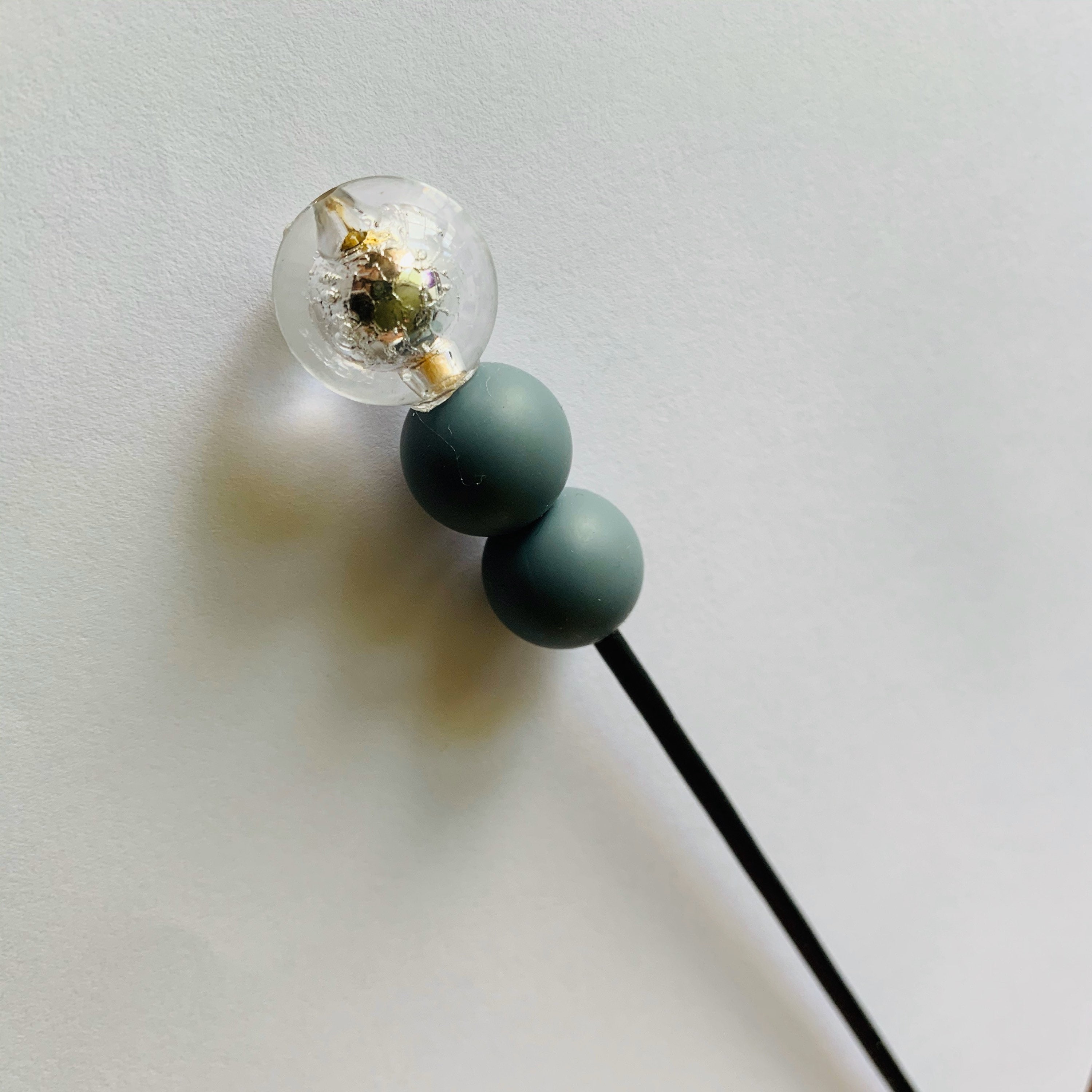 Matte Grey and Clear Hair Stick Chopstick Hair Stick Hair Accessory