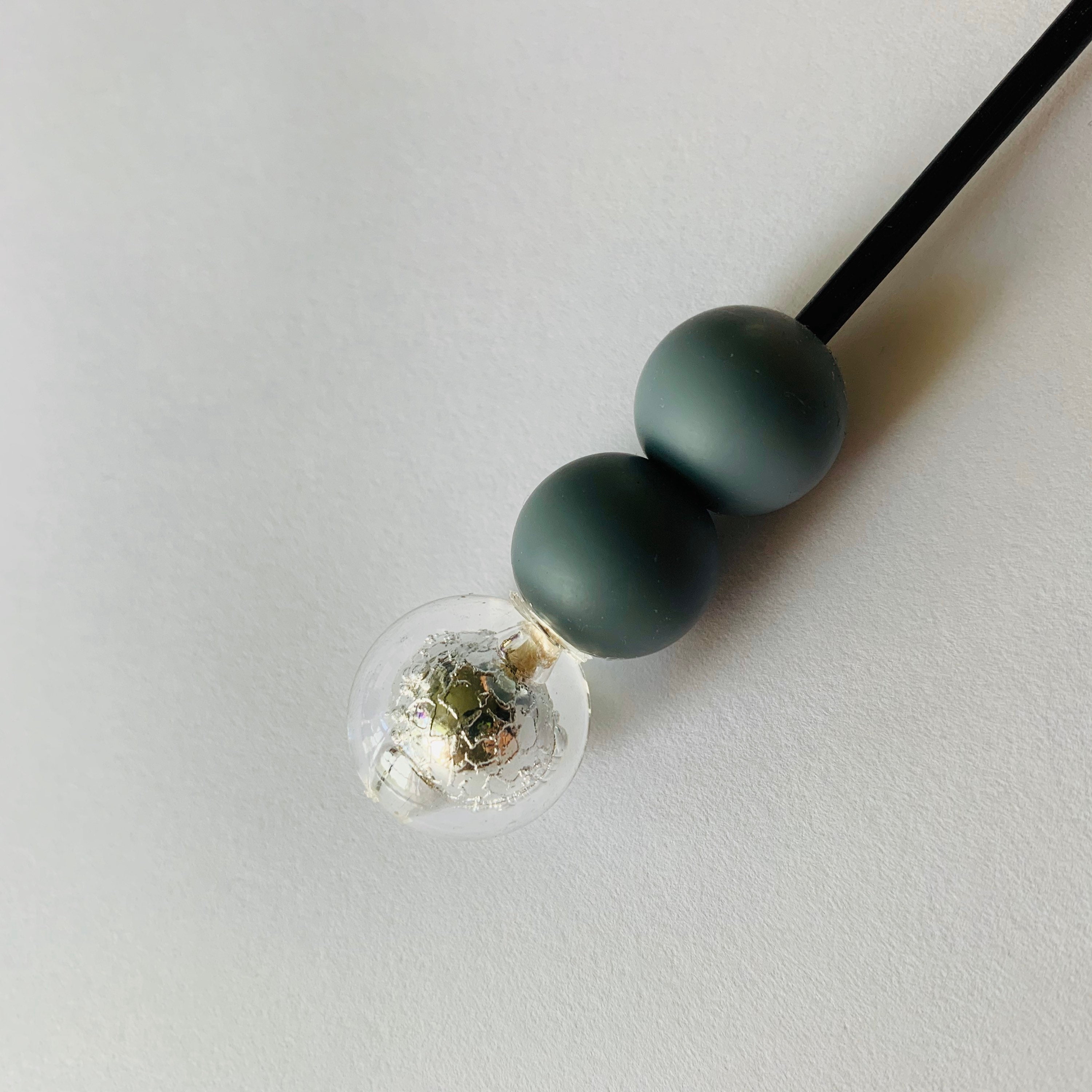 Matte Grey and Clear Hair Stick Chopstick Hair Stick Hair Accessory
