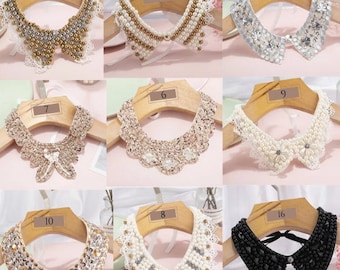 Col Claudine amovible perlé & strassé