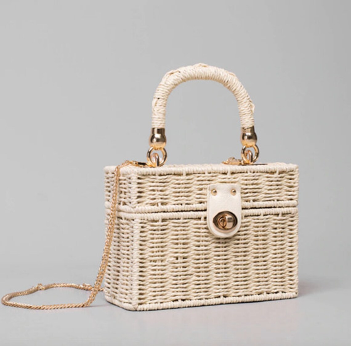 Natural Rattan Handbag Etsy