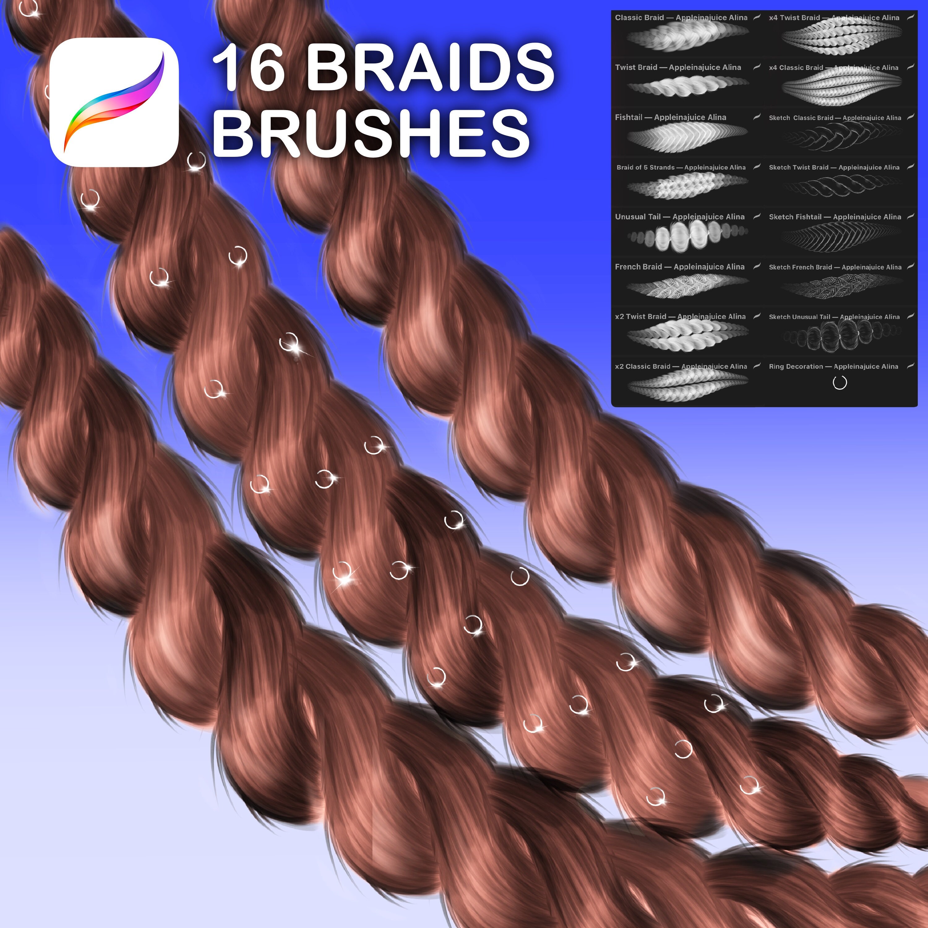 free procreate hair brushes