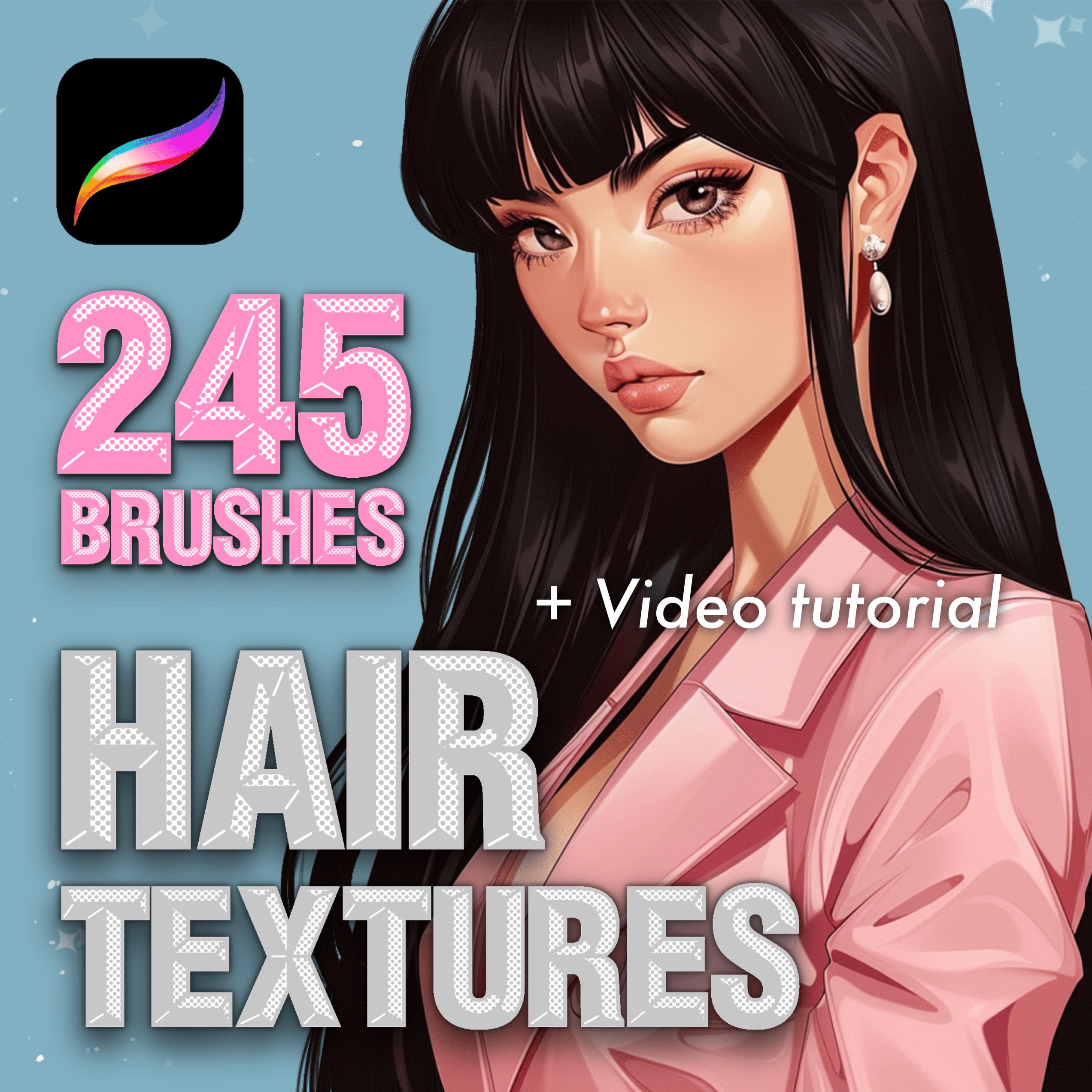 Set de pinceles de textura de cabello para Procreate – 245 pinceles realistas + tutorial en video