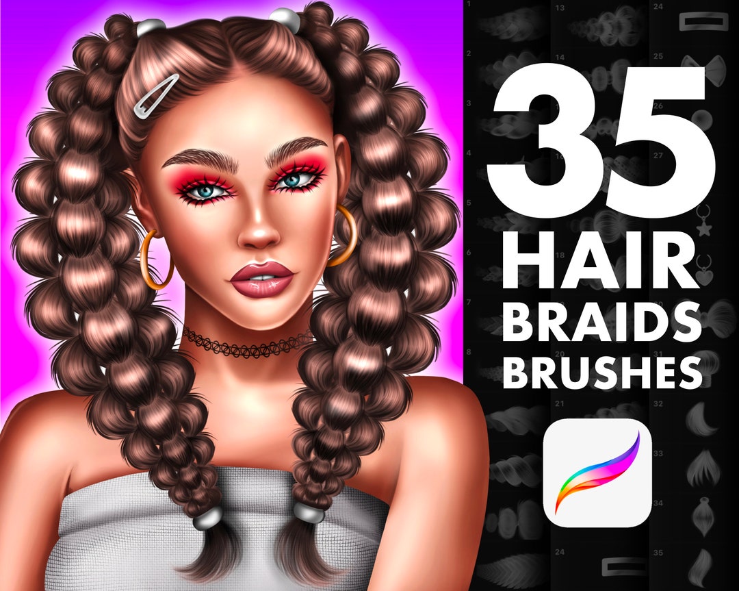 Procreate Hair Brushes. Procreate Braids Brushes. Procreate Etsy