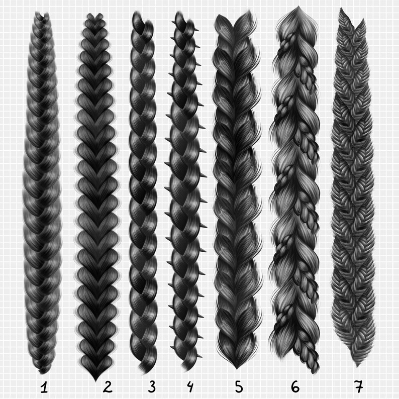 50 Procreate Braids Brushes Afrobraids Realistic Curls Etsy