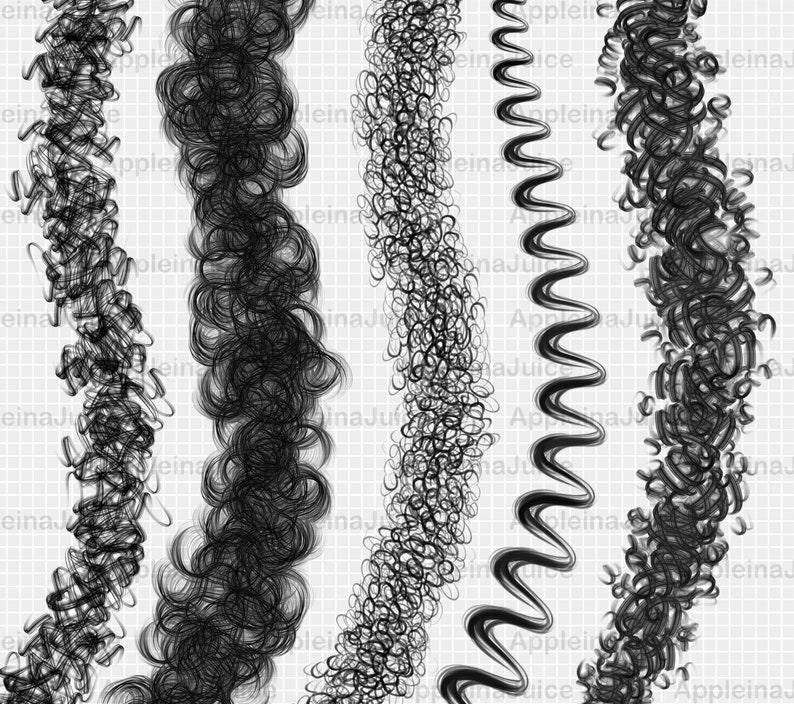 Procreate Curly Brushes. Hair Brush Set. Procreate Wavy Hair Etsy