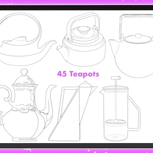 Procreate interior brushes, Procreate house home stamp brushes, Procreate kitchen, Procreate rooms, Procreate teapots kettle stamps image 5