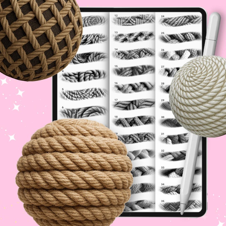 100 Photoshop Rope Texture Brushes: Seamless Knit - Etsy