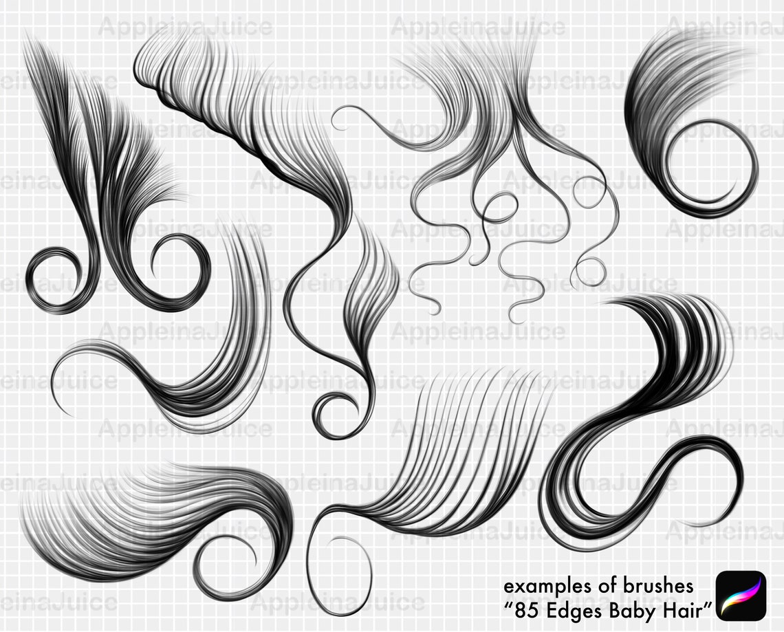 Procreate Hair Brushes. Procreate Slayed Edge Stamp. Procreate Etsy UK