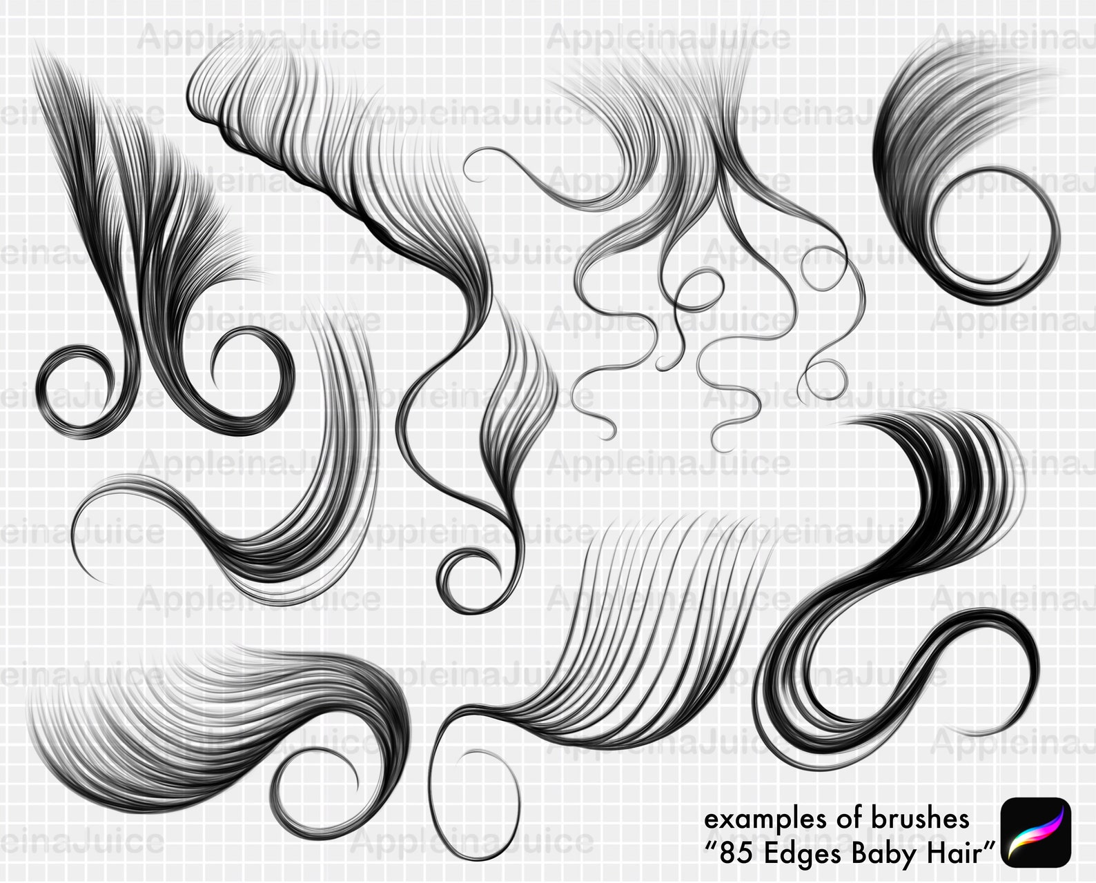 Procreate Hair Brushes. Procreate Slayed Edge Stamp. Procreate Etsy UK