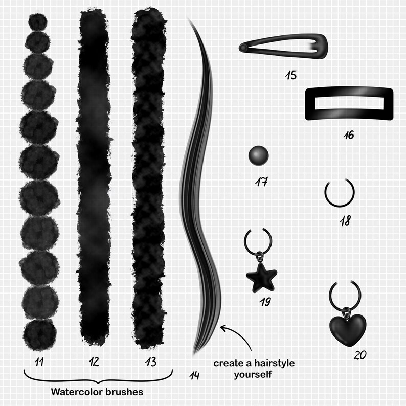 Procreate Dreadlocks Brushes. Procreate Black Afro Hair Brush. Etsy