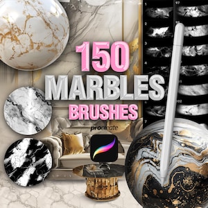 Pinceles de textura de mármol para interiores de Procreate: grano, piedra, roca, hogar, casa, muebles, fondo