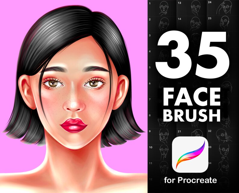 Procreate Face Stamp Brush. Procreate Pose Brushes. Portrait Etsy