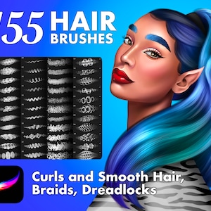 Procreate Hair brushes. Procreate bundle stamps. Procreate curly hair brushes. Procreate wavy hair brush. Hair Brush set. Procreate braids