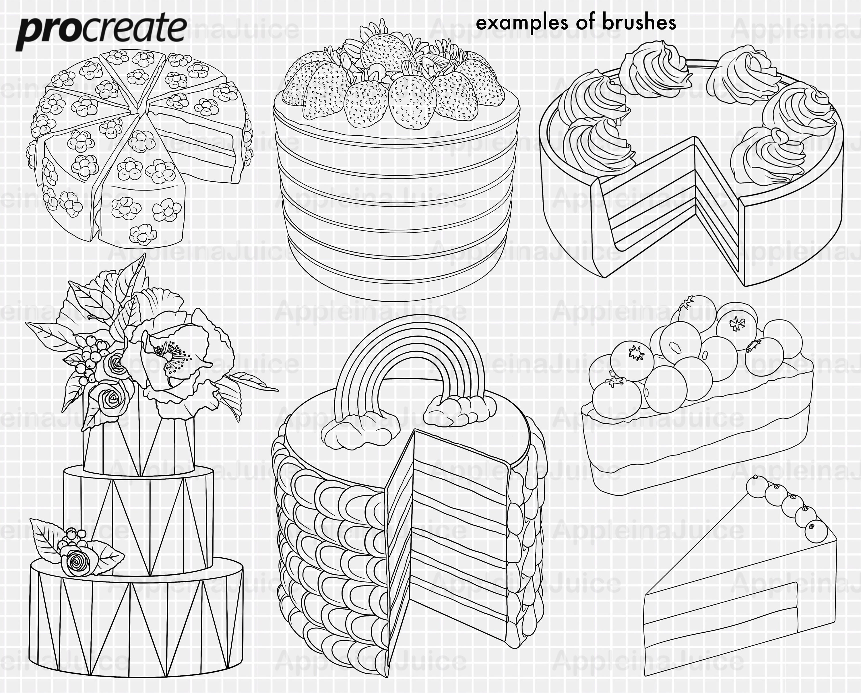 Procreate Cakes Brushes. Procreate Frosting. Procreate Bakery Etsy