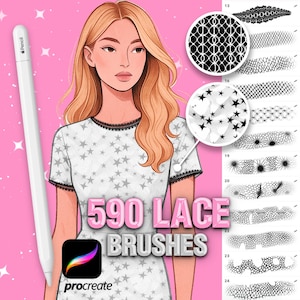 Procreate Lace textures brushes. Procreate Tulle Fabric brushes