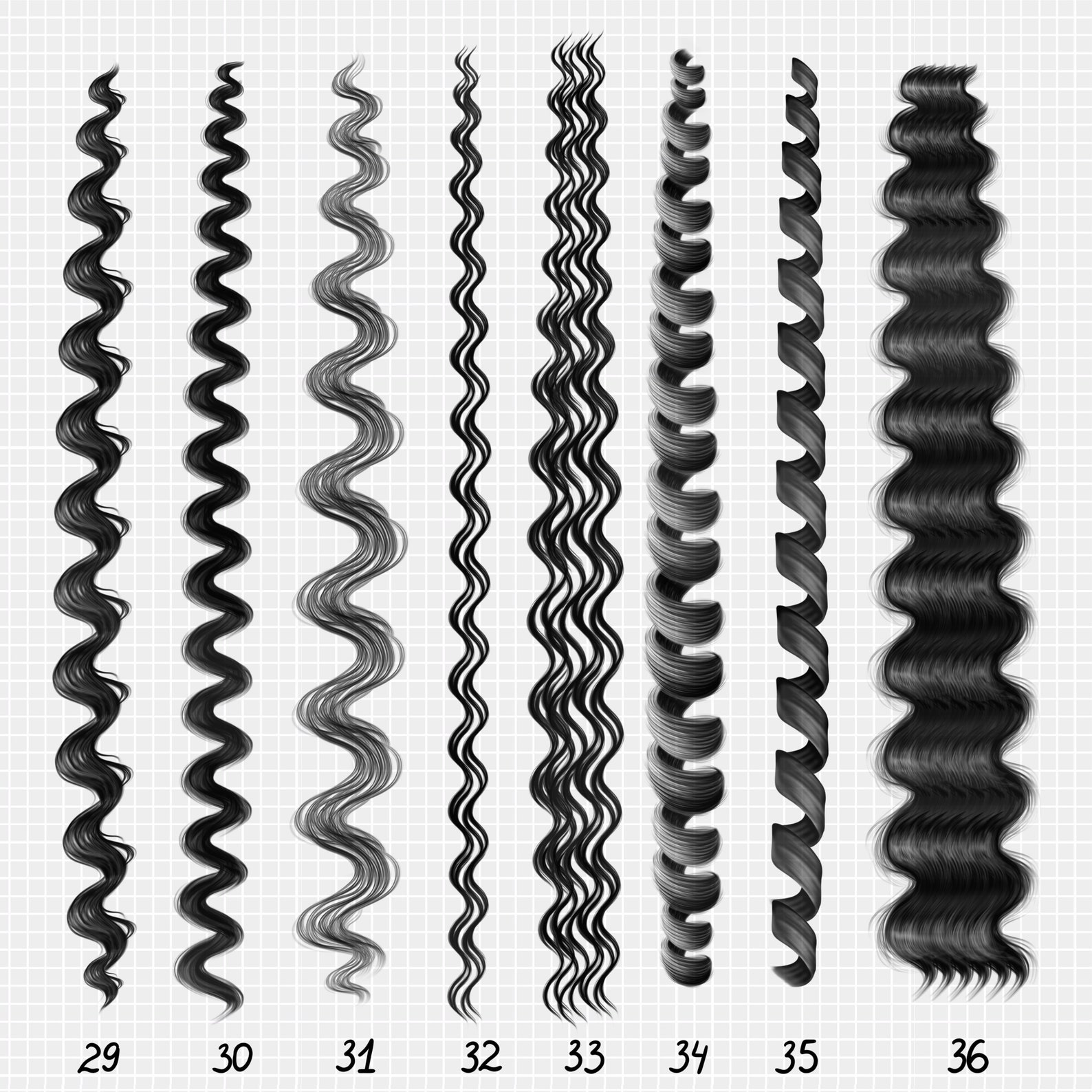 50 Procreate Braids Brushes Afrobraids Realistic Curls Etsy