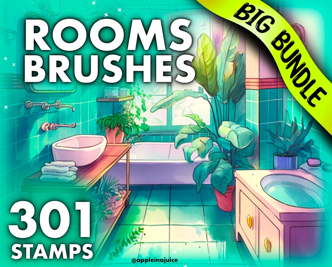 Procreate Interior, Procreate Anime Rooms, Procreate House Home Stamp Brushes, Procreate