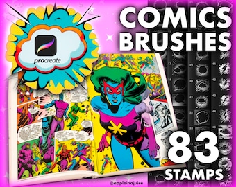 Procreate Comic Stamp Brushes, Manga Storyboard, Pop Art Bubbles
