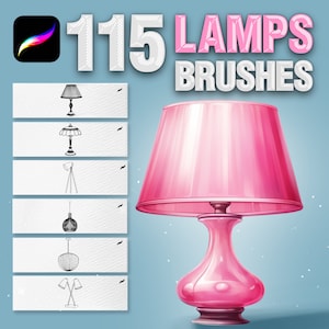 Procreate interior brush. Procreate lamp stamps. Procreate light brushes. Procreate chandelier