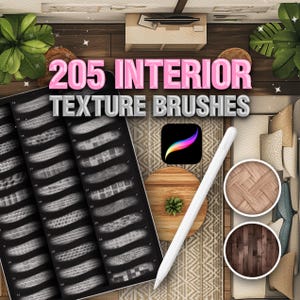 Procreate Interior texture brushes. Procreate architecture brushes. Procreate wood, stones, stucco, sketch plan, tile brushes