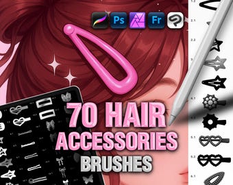 Hair stamp brushes for Procreate, Photoshop, Clip Studio Paint, Affinity Photo