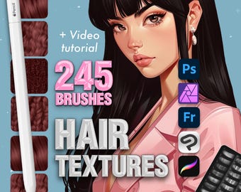 245 Hair Texture Brushes: Photoshop, Clip Studio Paint, Affinity Photo, Procreate, Adobe Fresco