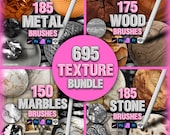 Procreate BUNDLE Texture brushes - Metal, Marble, Stone, Wood, Interior