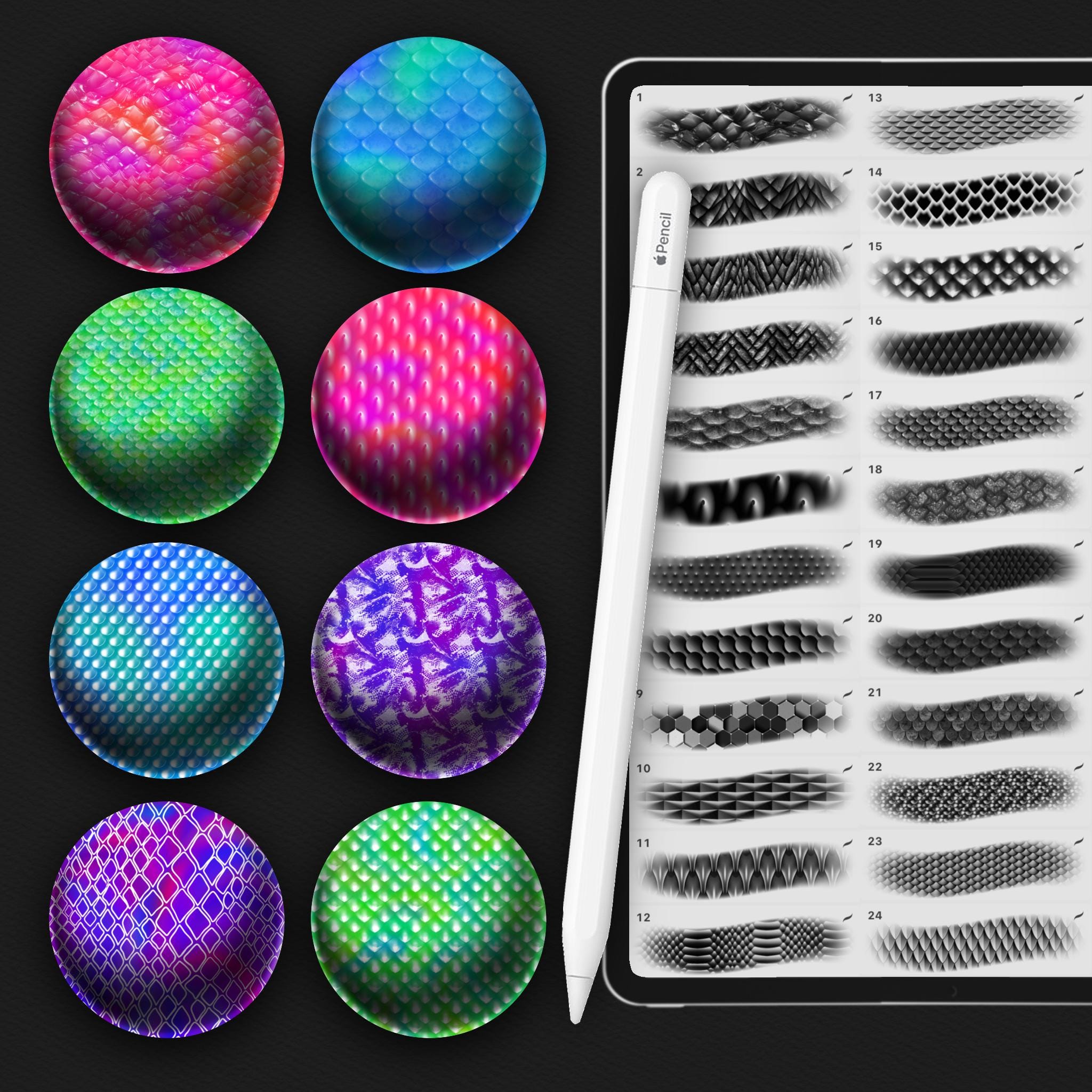 Procreate Scale Texture Brushes, Fish and Snake Skin Brushes - Etsy