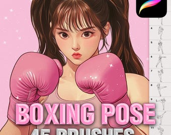 Procreate Boxing Pose Brushes: 45 Female Sport Brushes
