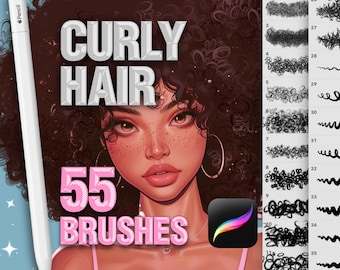Procreate Curly Hair Wave Brushes: 55 Brush Set