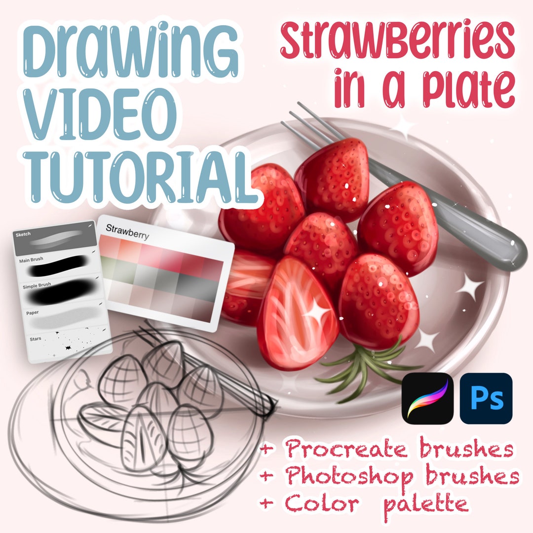 Procreate Drawing Tutorial. Realistic Strawberry in Procreate. Drawing