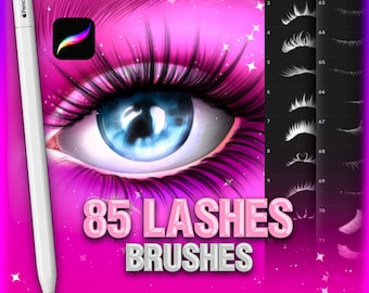 85 Eyelash Procreate Brushes, Eye Makeup Portrait Brushes