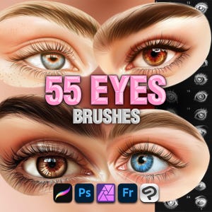 Photoshop Eye brushes. Clip Studio Paint Eye stamps. Photoshop Female Portrait Face brushes