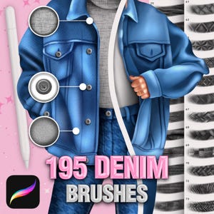 Procreate Denim brushes. Procreate Fabric brushes. Procreate Texture brushes. Procretae Leather, Buttons stamps. Procreate Fashion textile