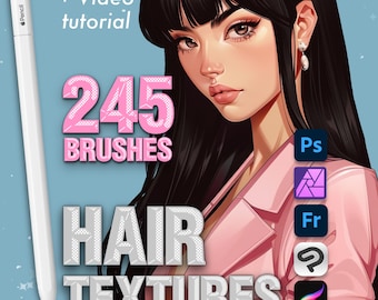 Photoshop Pinsel für die Haarstruktur. Clip Studio Paint Lockenhaarbürsten. Photoshop-Haar-Zöpfebürsten