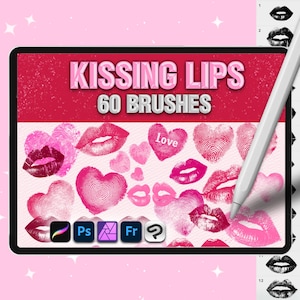 Lips brushes set for Photoshop, Clip Studio, Affinity Photo, Adobe Fresco, Procreate brushes kissing lips, Valentine day brushes