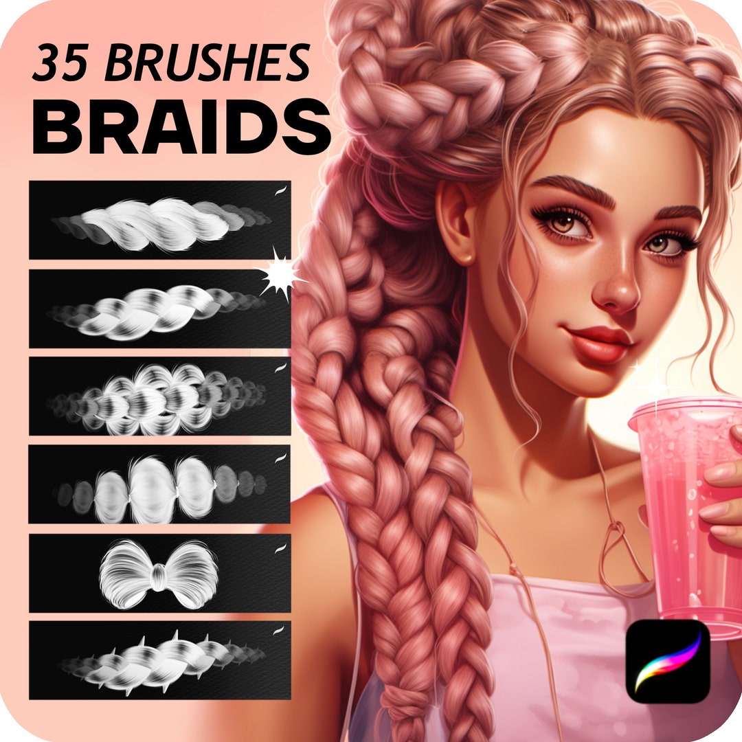 Procreate Hair Brushes. Procreate Braids Brushes Etsy