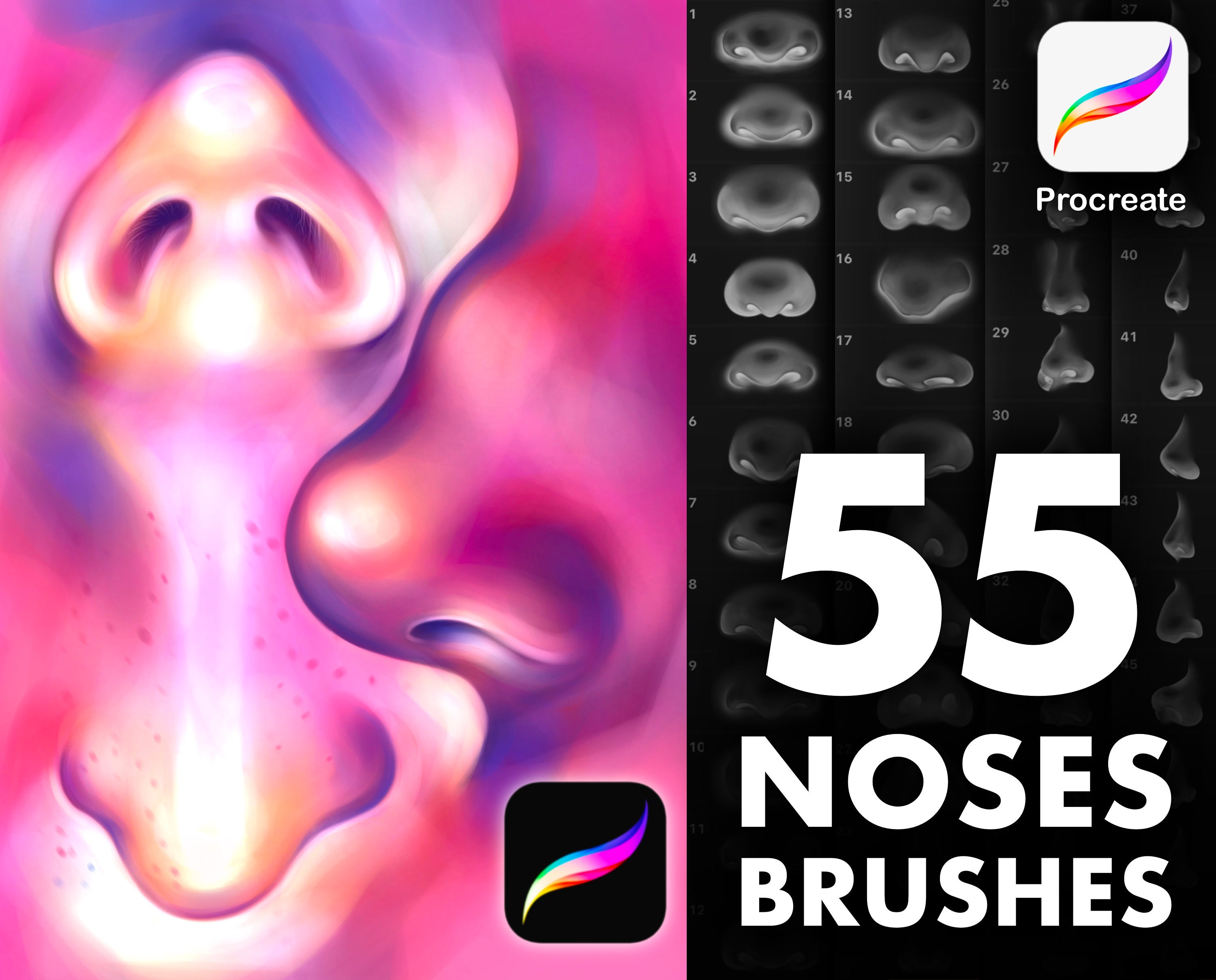 Procreate Nose Brushes Stamps. Procreate Face Stamp. Realistic Etsy