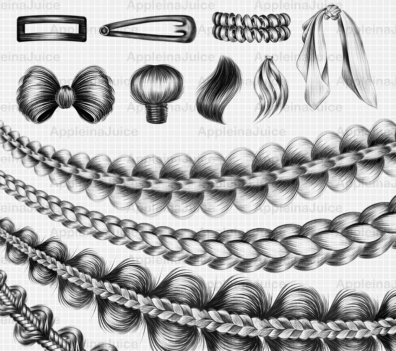 Procreate Hair Brush. Procreate Braid Brush. Braids Stamp Etsy