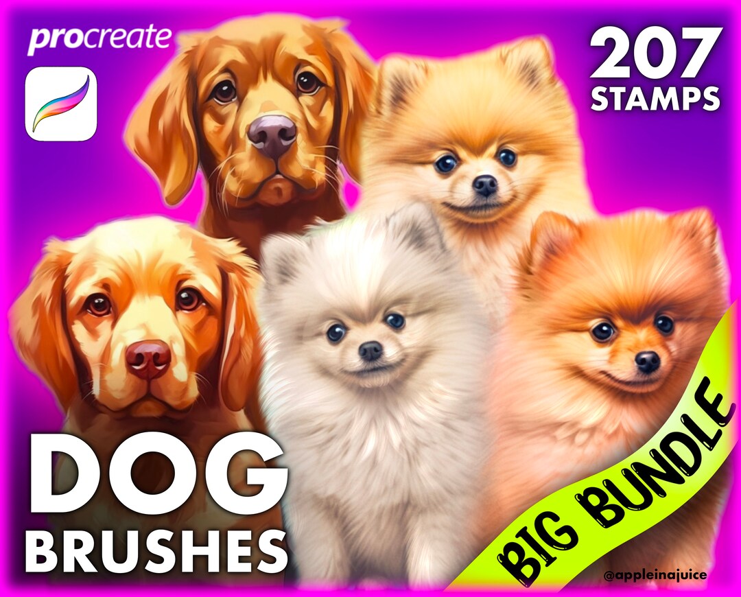Dogs Procreate Stamp Brushes, Procreate Dog Stamps, Procreate Spitz