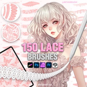 150 Lace Texture Fashion Brushes for Procreate, Photoshop, Clip Studio Paint