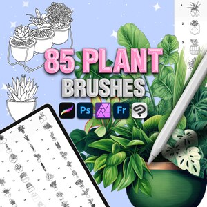 Pinceaux floraux pour plantes en pot pour procréer, Photoshop, Clip Studio, Affinity Photo, Fresco
