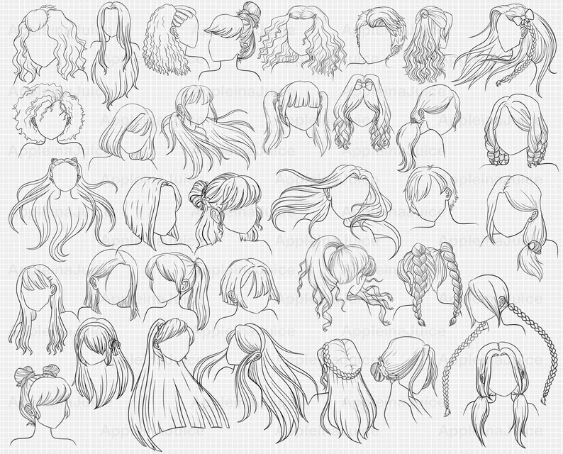Procreate Manga Hairstyles Brushes. Anime Hairstyle Brush. Etsy