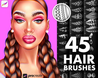 Procreate Hair Brush. Procreate Braid Brush. Braids stamp Brushes. Hairstyle Brushes. Curly brush. Procreate Pencil. Procreate portrait face