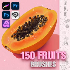 Photoshop fruit brushes. Photoshop berries brushes. Photoshop food brushes. Photoshop eating brushes. Clip Studio fruits brushes