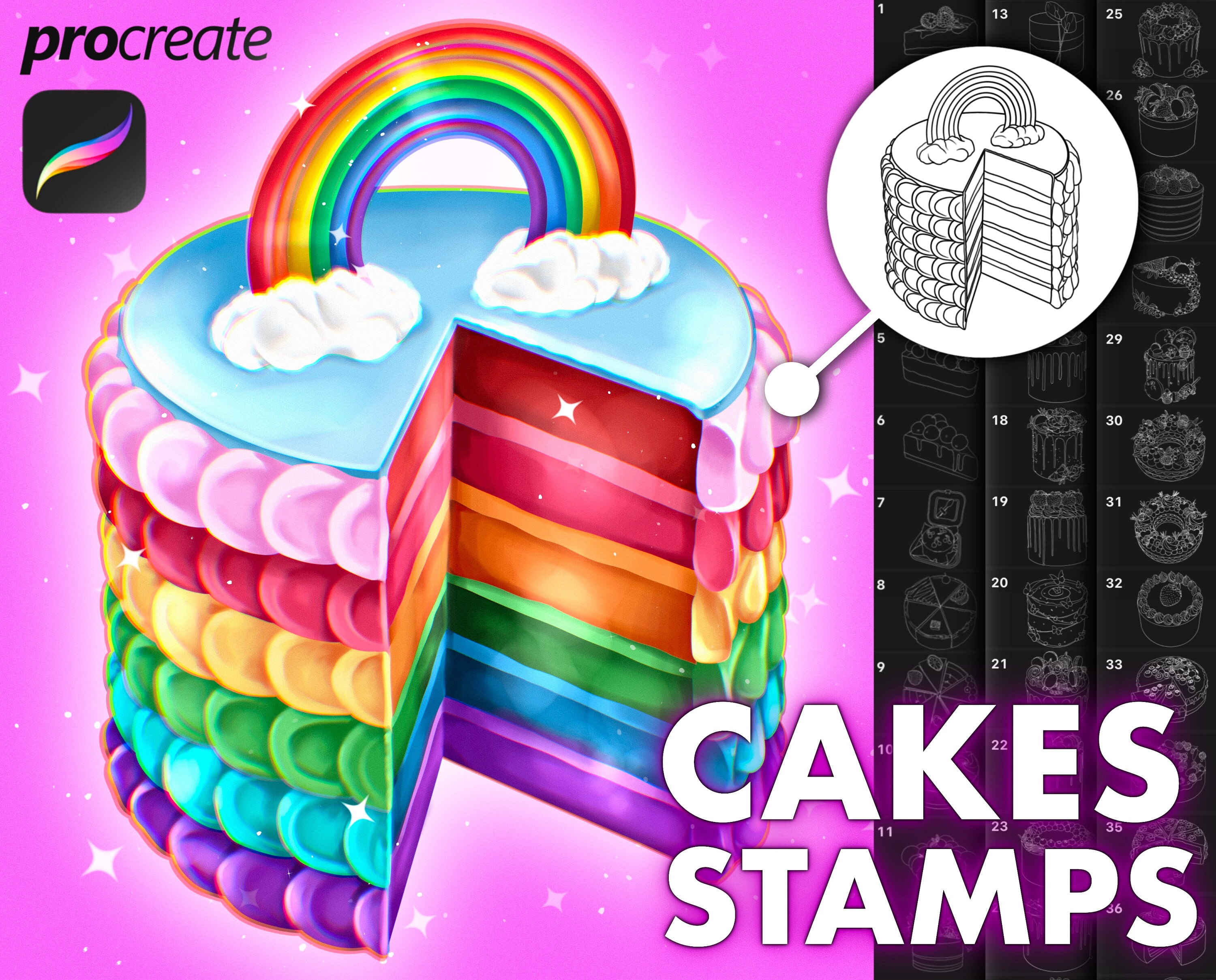 Procreate Cakes Brushes. Procreate Frosting. Procreate Bakery Etsy