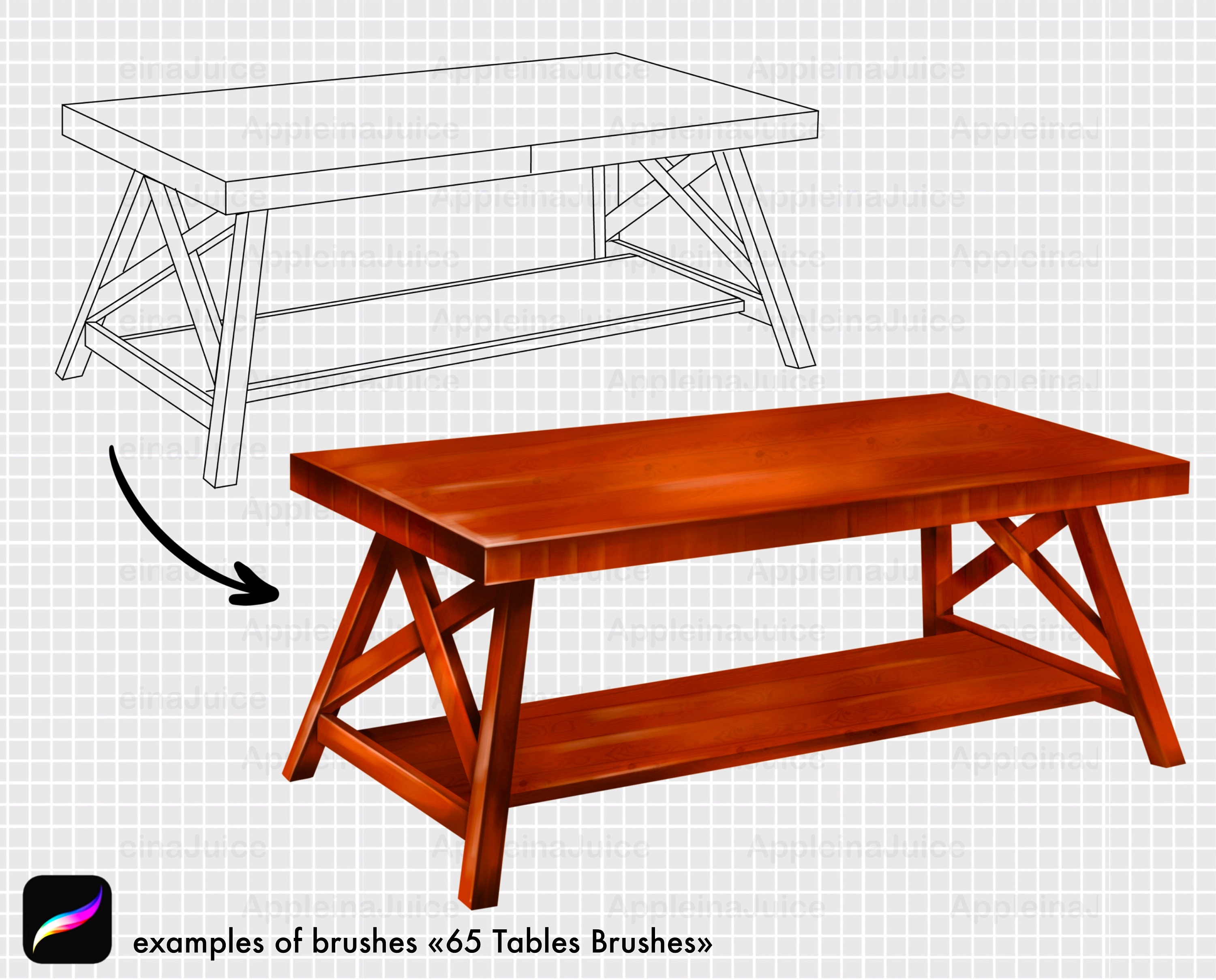 Procreate Interior Brushes. Procreate Tables Stamps. Procreate Etsy